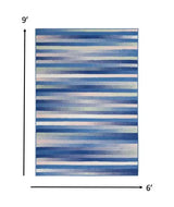 6' X 9' Blue And White Striped Dhurrie Area Rug - Homeroots - Flyclothing LLC