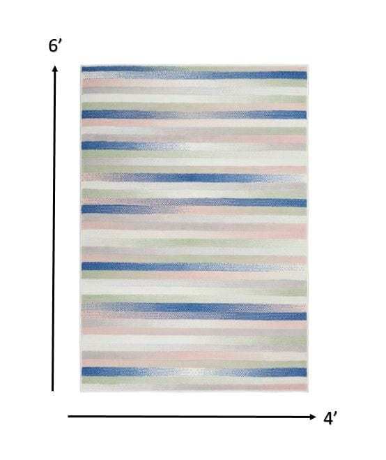 4' X 6' Navy Blue Striped Dhurrie Area Rug - Homeroots - Flyclothing LLC