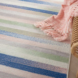 4' X 6' Navy Blue Striped Dhurrie Area Rug - Homeroots - Flyclothing LLC