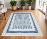4' X 6' Navy Blue Geometric Dhurrie Area Rug - Homeroots