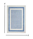 4' X 6' Navy Blue Geometric Dhurrie Area Rug - Homeroots