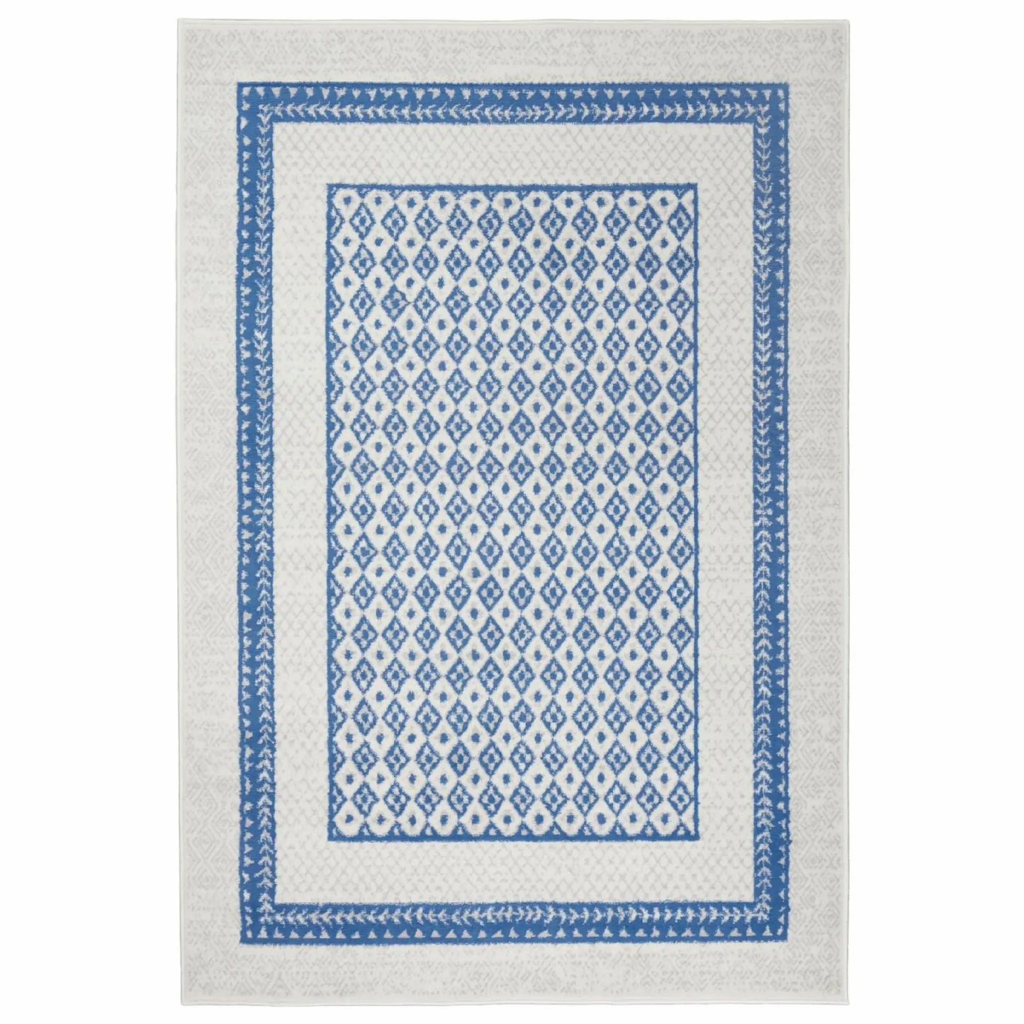 5' X 7' Navy Blue Geometric Dhurrie Area Rug - Homeroots - Flyclothing LLC