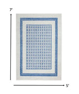 5' X 7' Navy Blue Geometric Dhurrie Area Rug - Homeroots - Flyclothing LLC