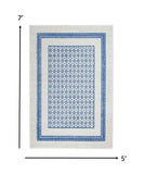 5' X 7' Navy Blue Geometric Dhurrie Area Rug - Homeroots
