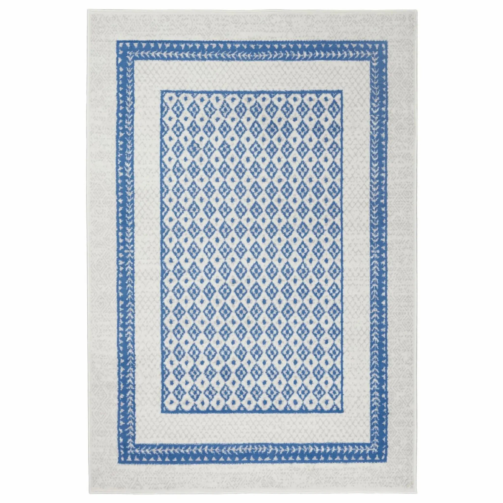 6' X 9' Navy Blue Geometric Dhurrie Area Rug - Homeroots - Flyclothing LLC
