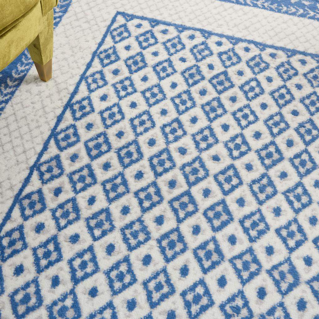 6' X 9' Navy Blue Geometric Dhurrie Area Rug - Homeroots - Flyclothing LLC
