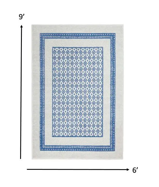 6' X 9' Navy Blue Geometric Dhurrie Area Rug - Homeroots - Flyclothing LLC