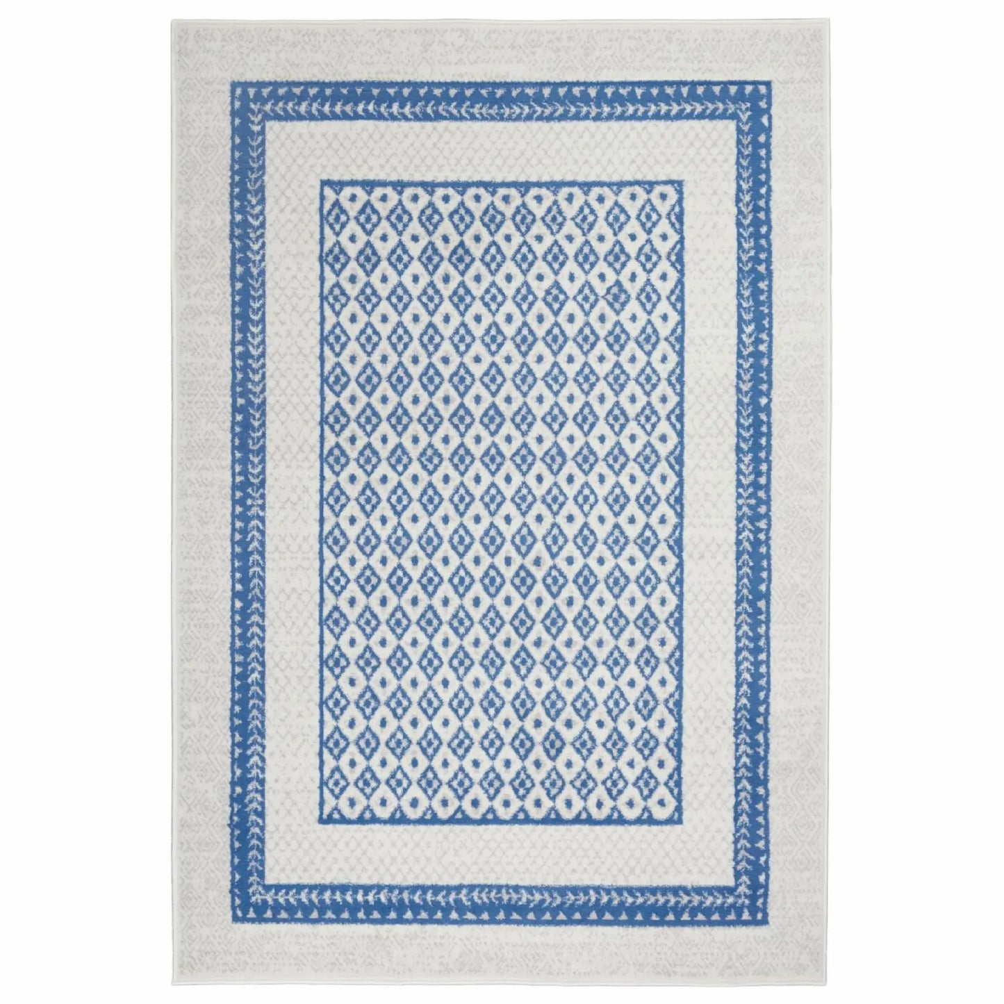 6' X 9' Navy Blue Geometric Dhurrie Area Rug - Homeroots - Flyclothing LLC