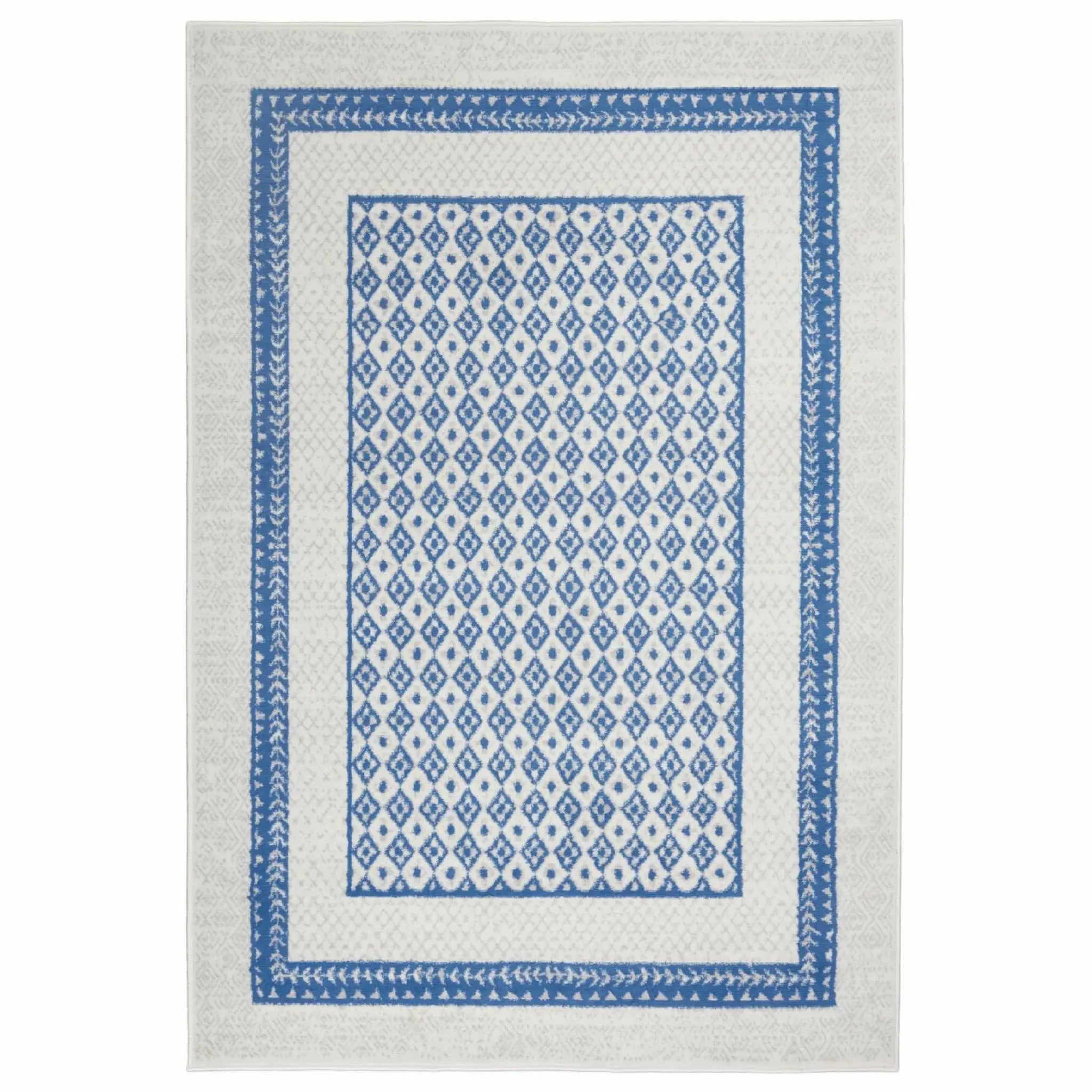6' X 9' Navy Blue Geometric Dhurrie Area Rug - Homeroots - Flyclothing LLC