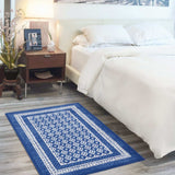 4' X 6' Navy Blue Geometric Dhurrie Area Rug - Homeroots - Flyclothing LLC