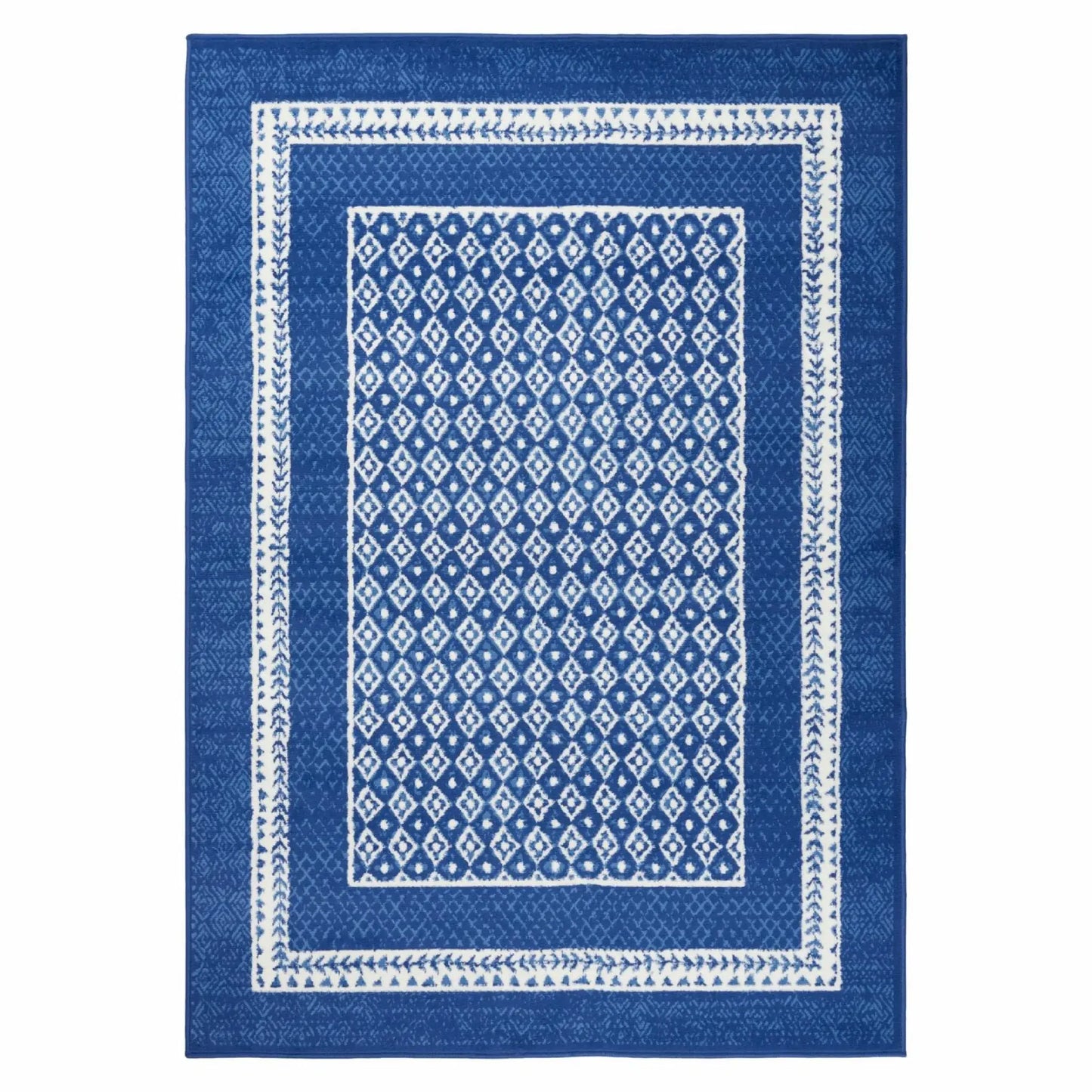 4' X 6' Navy Blue Geometric Dhurrie Area Rug - Homeroots - Flyclothing LLC