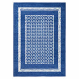 4' X 6' Navy Blue Geometric Dhurrie Area Rug - Homeroots