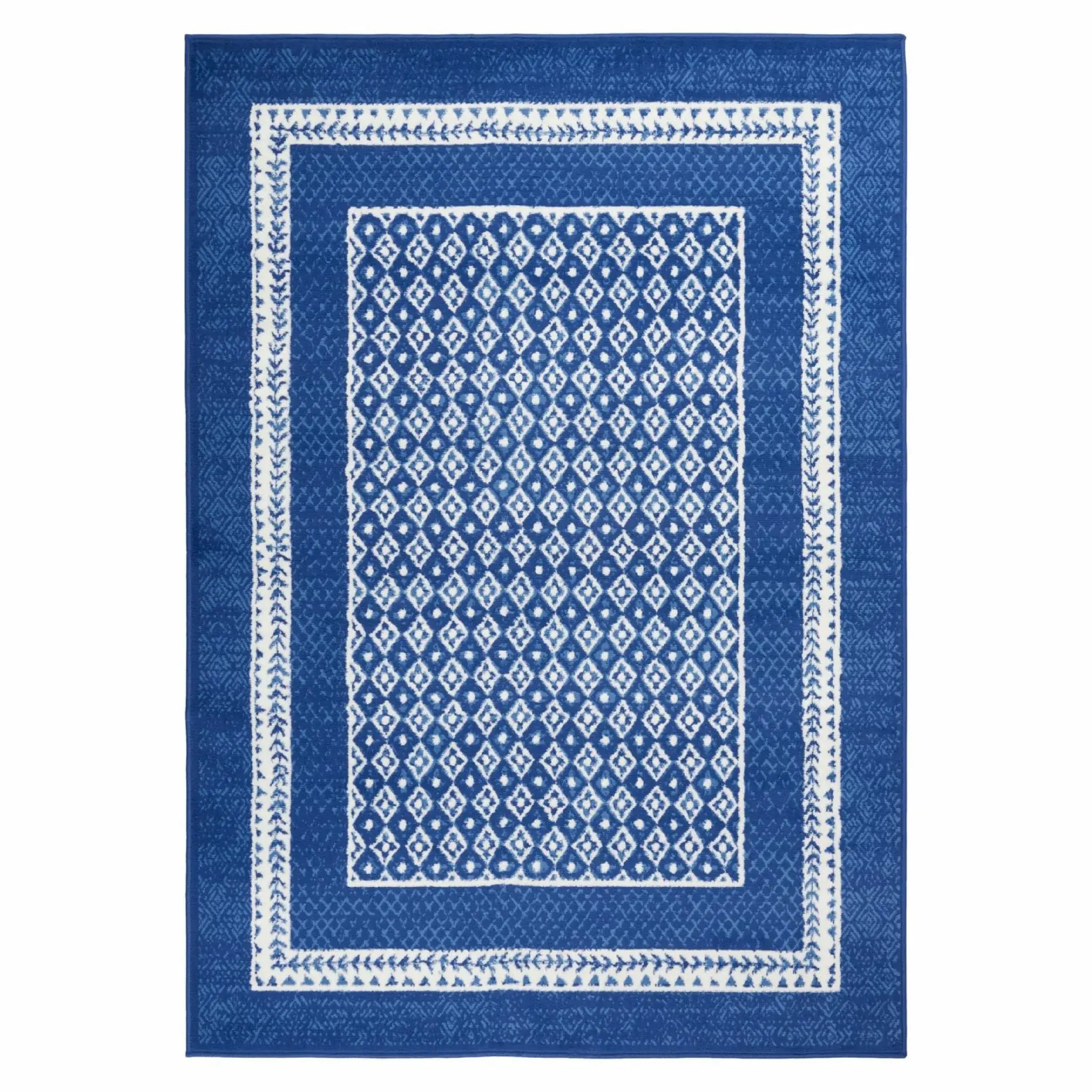 4' X 6' Navy Blue Geometric Dhurrie Area Rug - Homeroots - Flyclothing LLC