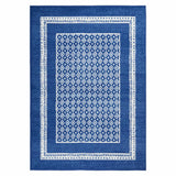 4' X 6' Navy Blue Geometric Dhurrie Area Rug - Homeroots