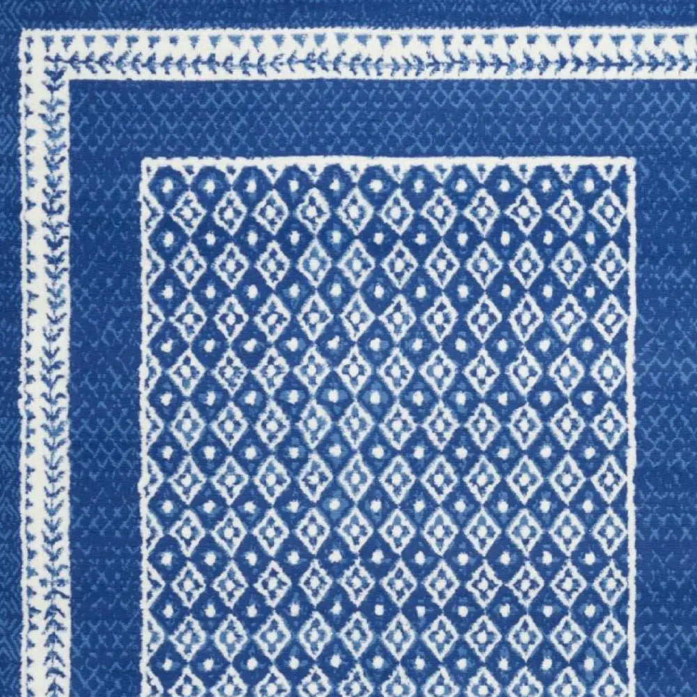 5' X 7' Navy Blue Geometric Dhurrie Area Rug - Homeroots - Flyclothing LLC