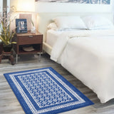 5' X 7' Navy Blue Geometric Dhurrie Area Rug - Homeroots - Flyclothing LLC
