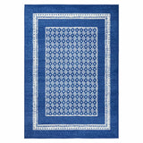 5' X 7' Navy Blue Geometric Dhurrie Area Rug - Homeroots - Flyclothing LLC