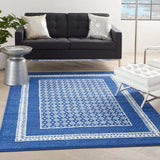 5' X 7' Navy Blue Geometric Dhurrie Area Rug - Homeroots - Flyclothing LLC