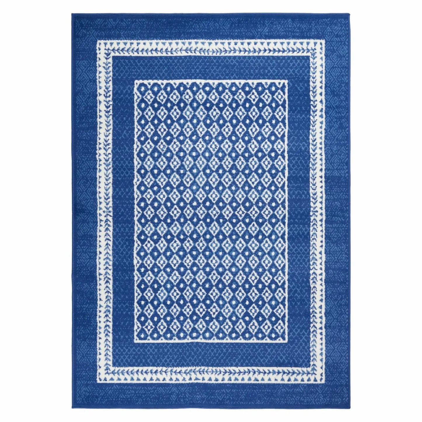 5' X 7' Navy Blue Geometric Dhurrie Area Rug - Homeroots - Flyclothing LLC