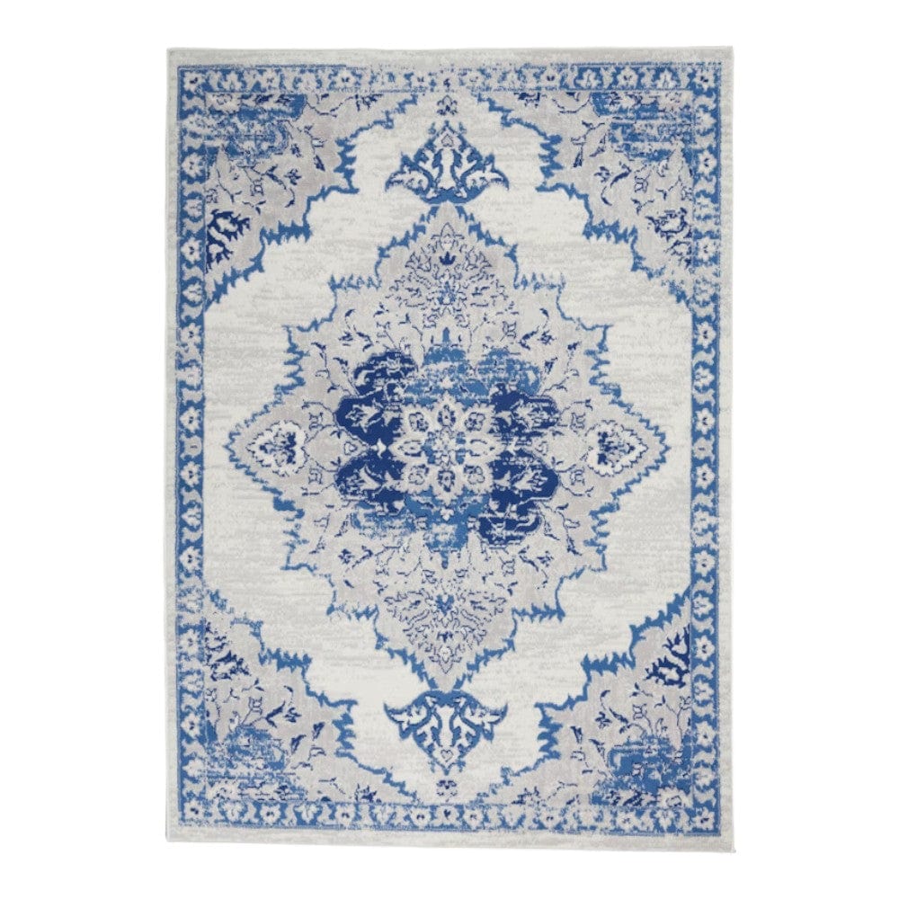 4' X 6' Navy Blue Floral Dhurrie Area Rug - Homeroots