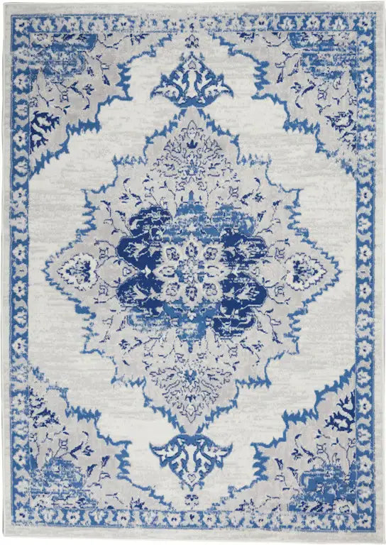 5' X 7' Navy Blue Floral Dhurrie Area Rug - Homeroots - Flyclothing LLC