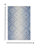 4' X 6' Light Blue Geometric Dhurrie Area Rug - Homeroots