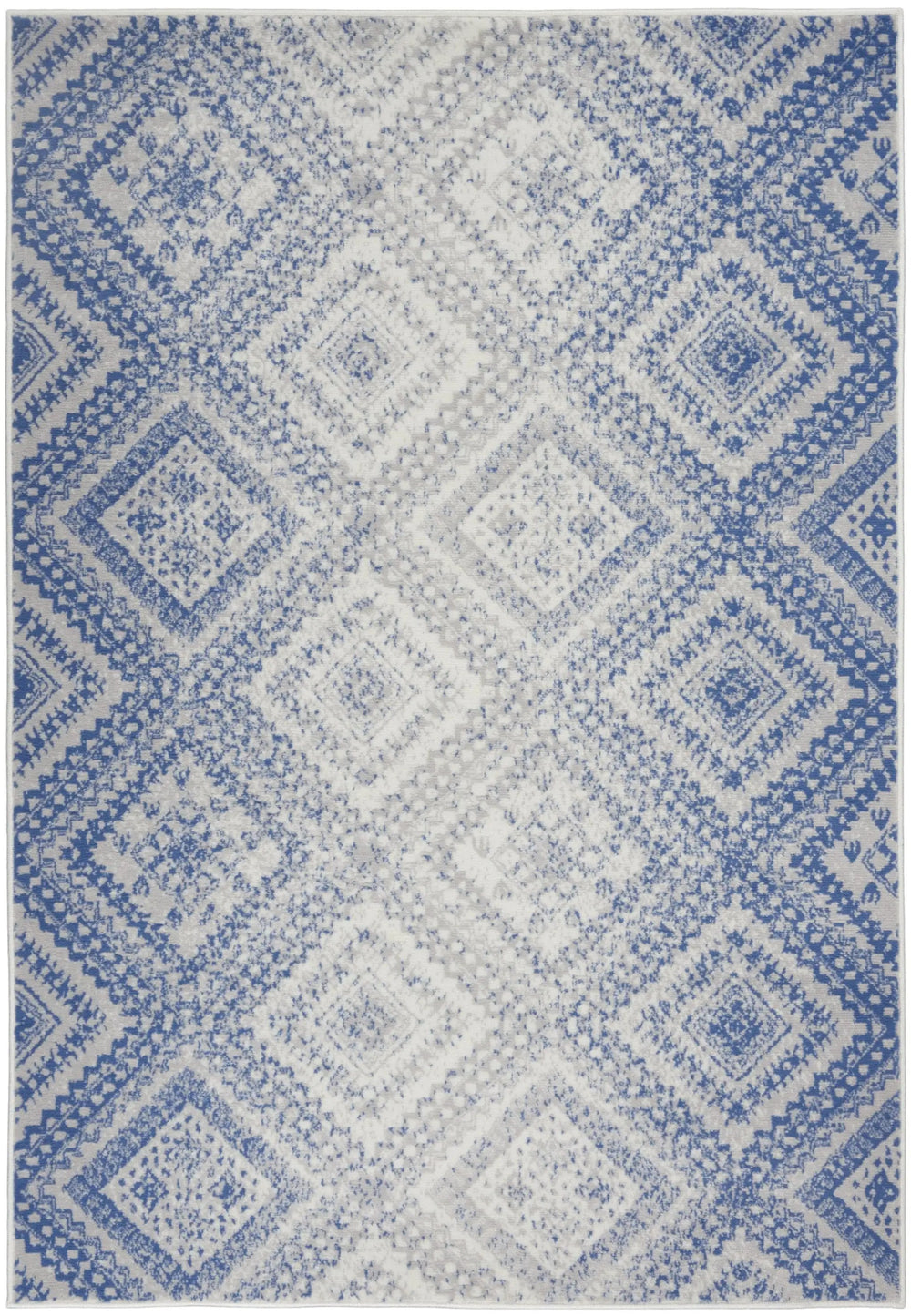 5' X 7' Light Blue Geometric Dhurrie Area Rug - Homeroots