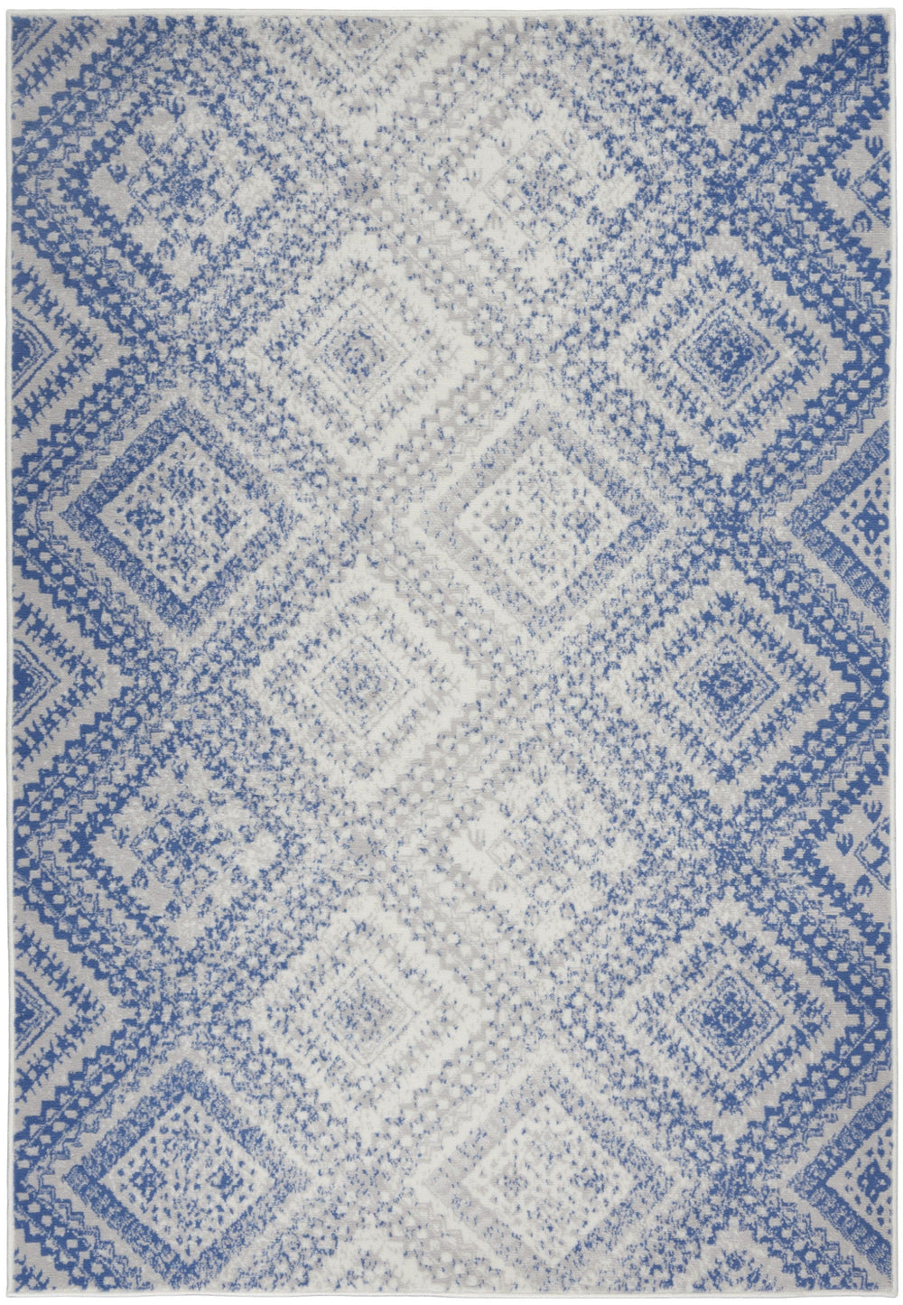 6' X 9' Light Blue Geometric Dhurrie Area Rug - Homeroots