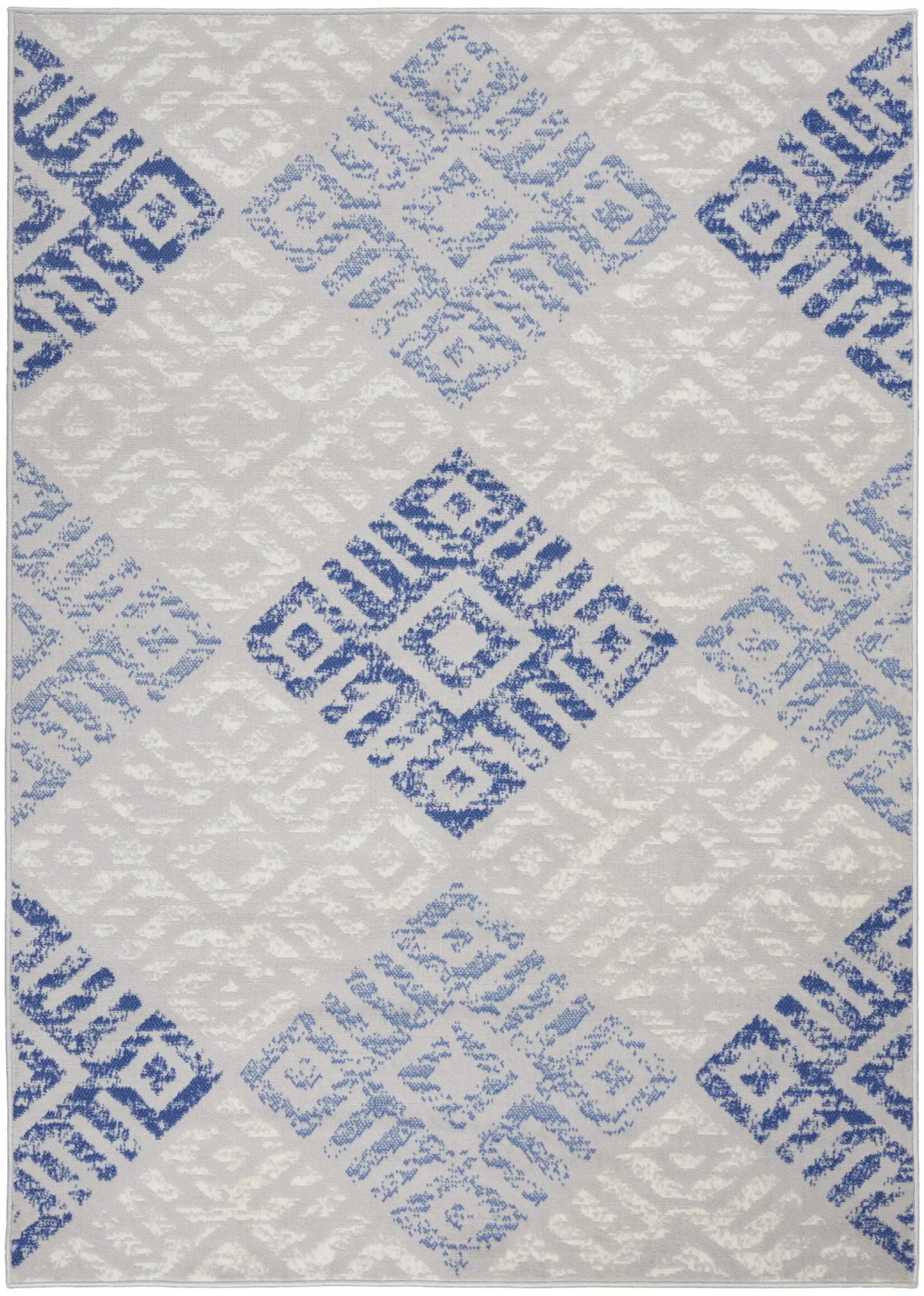4' X 6' Blue Gray Geometric Dhurrie Area Rug - Homeroots - Flyclothing LLC