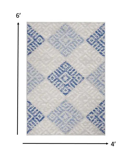 4' X 6' Blue Gray Geometric Dhurrie Area Rug - Homeroots - Flyclothing LLC