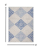 4' X 6' Blue Gray Geometric Dhurrie Area Rug - Homeroots - Flyclothing LLC