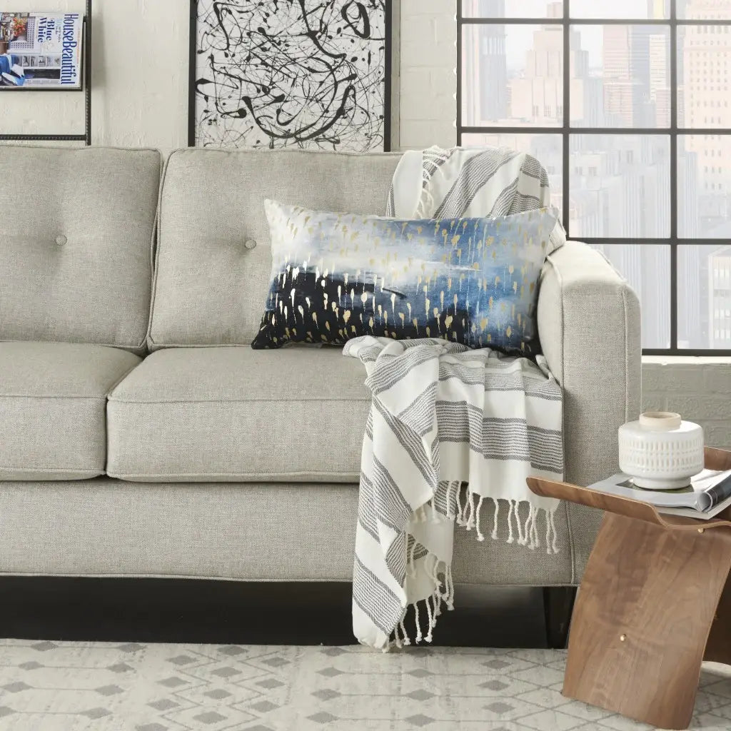 Blue Abstract Lumbar Pillow - Homeroots - Flyclothing LLC