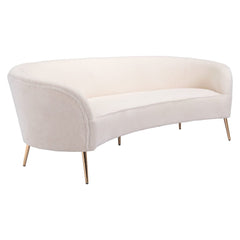 86" White Polyester Sofa With Gold Legs - Homeroots