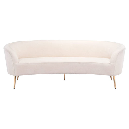 86" White Polyester Sofa With Gold Legs - Homeroots