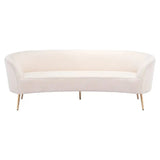 86" White Polyester Sofa With Gold Legs - Homeroots
