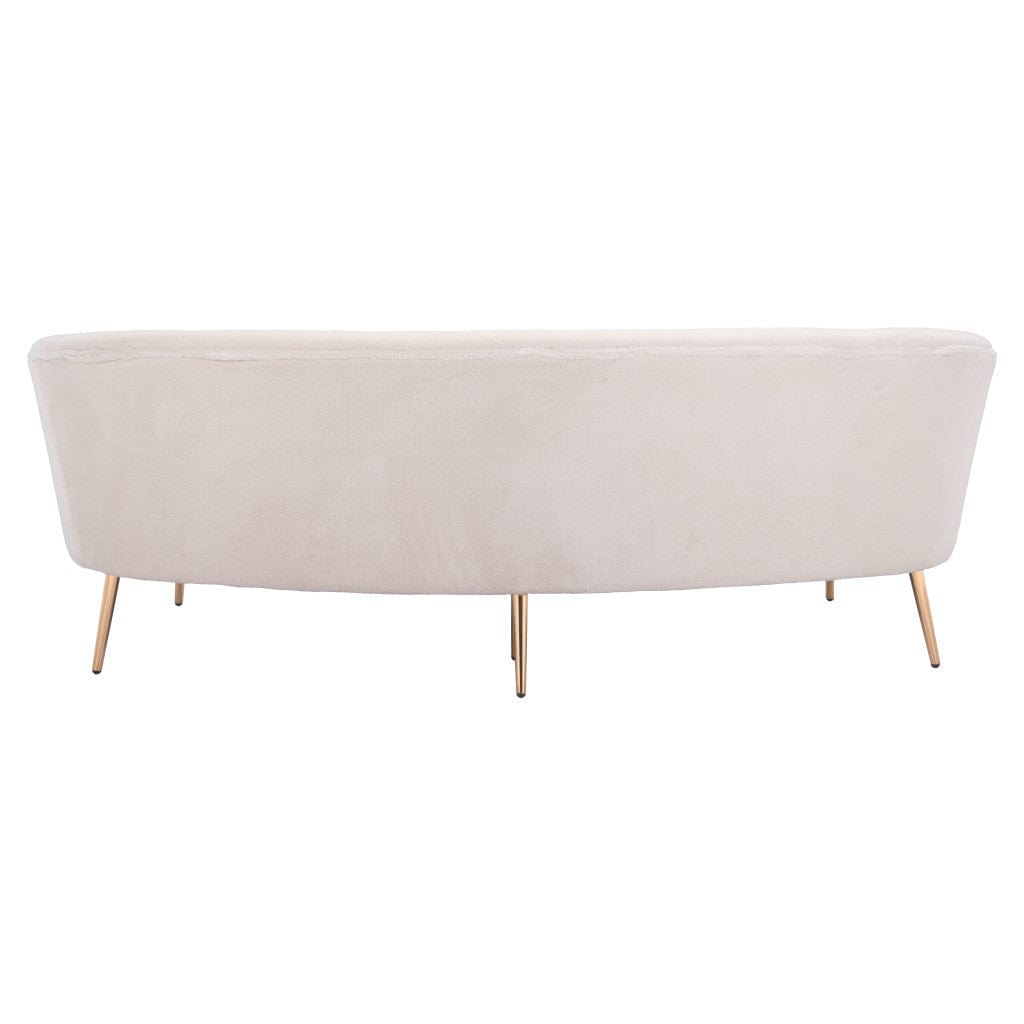 86" White Polyester Sofa With Gold Legs - Homeroots