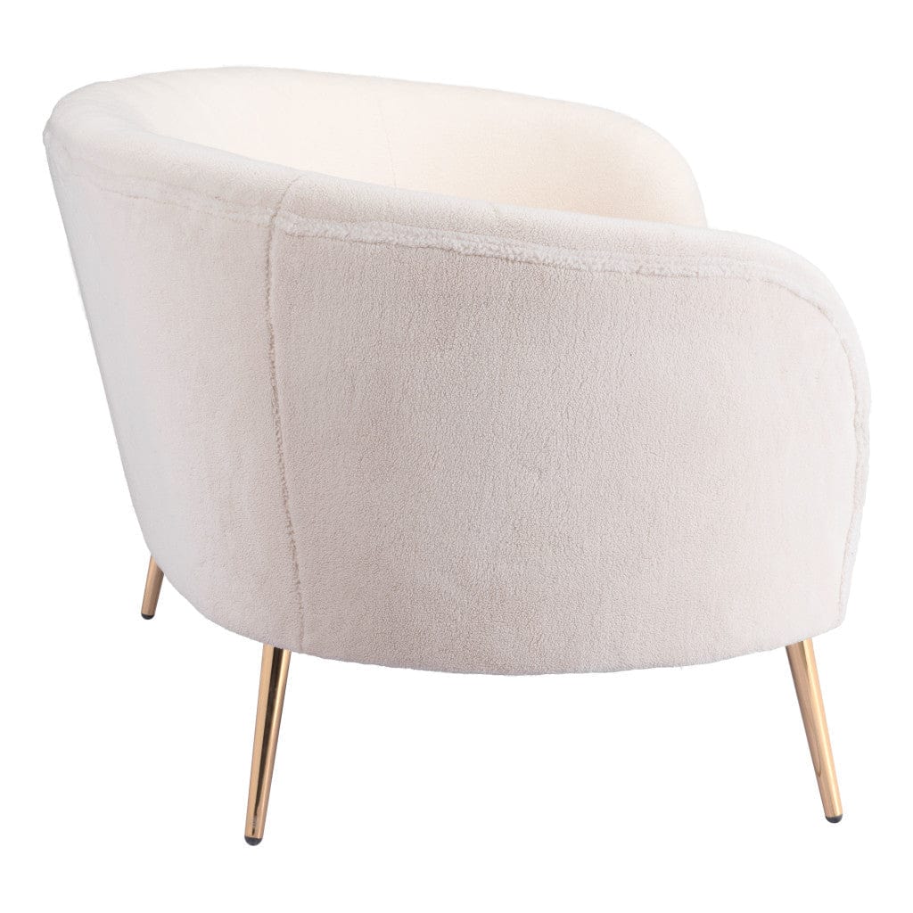 86" White Polyester Sofa With Gold Legs - Homeroots