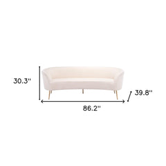 86" White Polyester Sofa With Gold Legs - Homeroots
