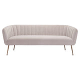 70" Beige Velvet Sofa With Gold Legs - Homeroots - Flyclothing LLC