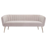 70" Beige Velvet Sofa With Gold Legs - Homeroots