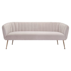 70" Beige Velvet Sofa With Gold Legs - Homeroots