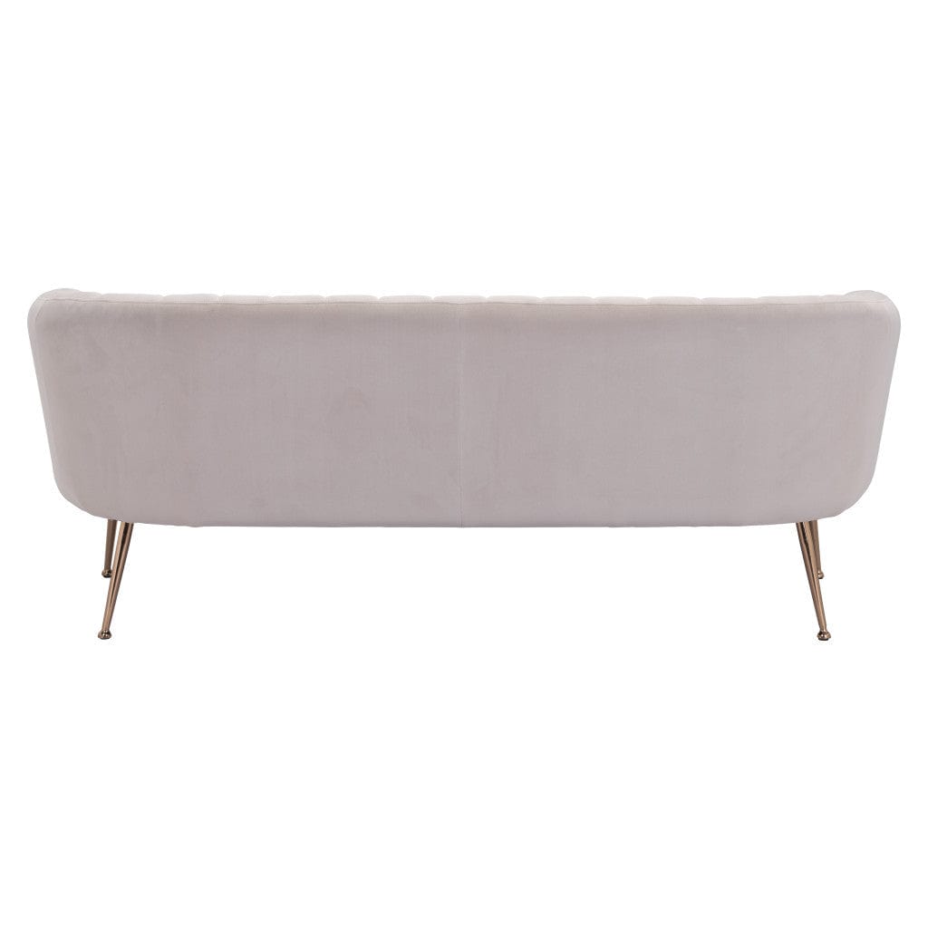 70" Beige Velvet Sofa With Gold Legs - Homeroots