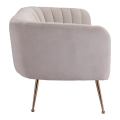 70" Beige Velvet Sofa With Gold Legs - Homeroots