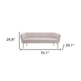 70" Beige Velvet Sofa With Gold Legs - Homeroots - Flyclothing LLC