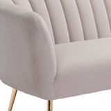 70" Beige Velvet Sofa With Gold Legs - Homeroots - Flyclothing LLC