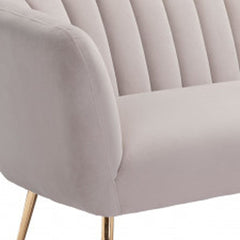 70" Beige Velvet Sofa With Gold Legs - Homeroots