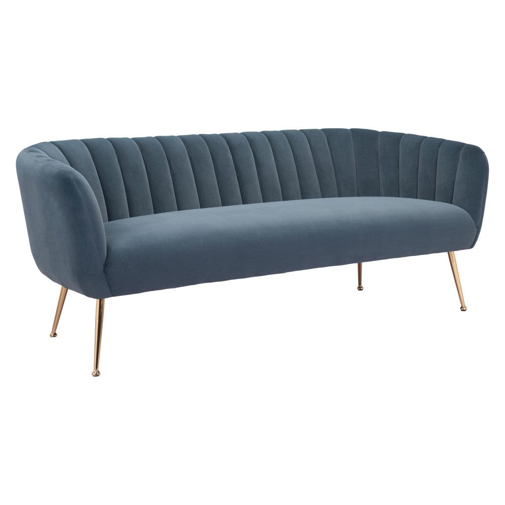 70" Gray Velvet Sofa With Gold Legs - Homeroots