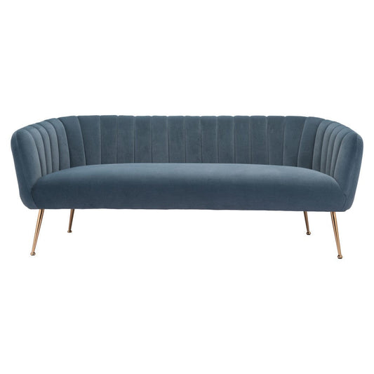 70" Gray Velvet Sofa With Gold Legs - Homeroots