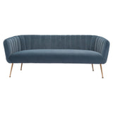70" Gray Velvet Sofa With Gold Legs - Homeroots