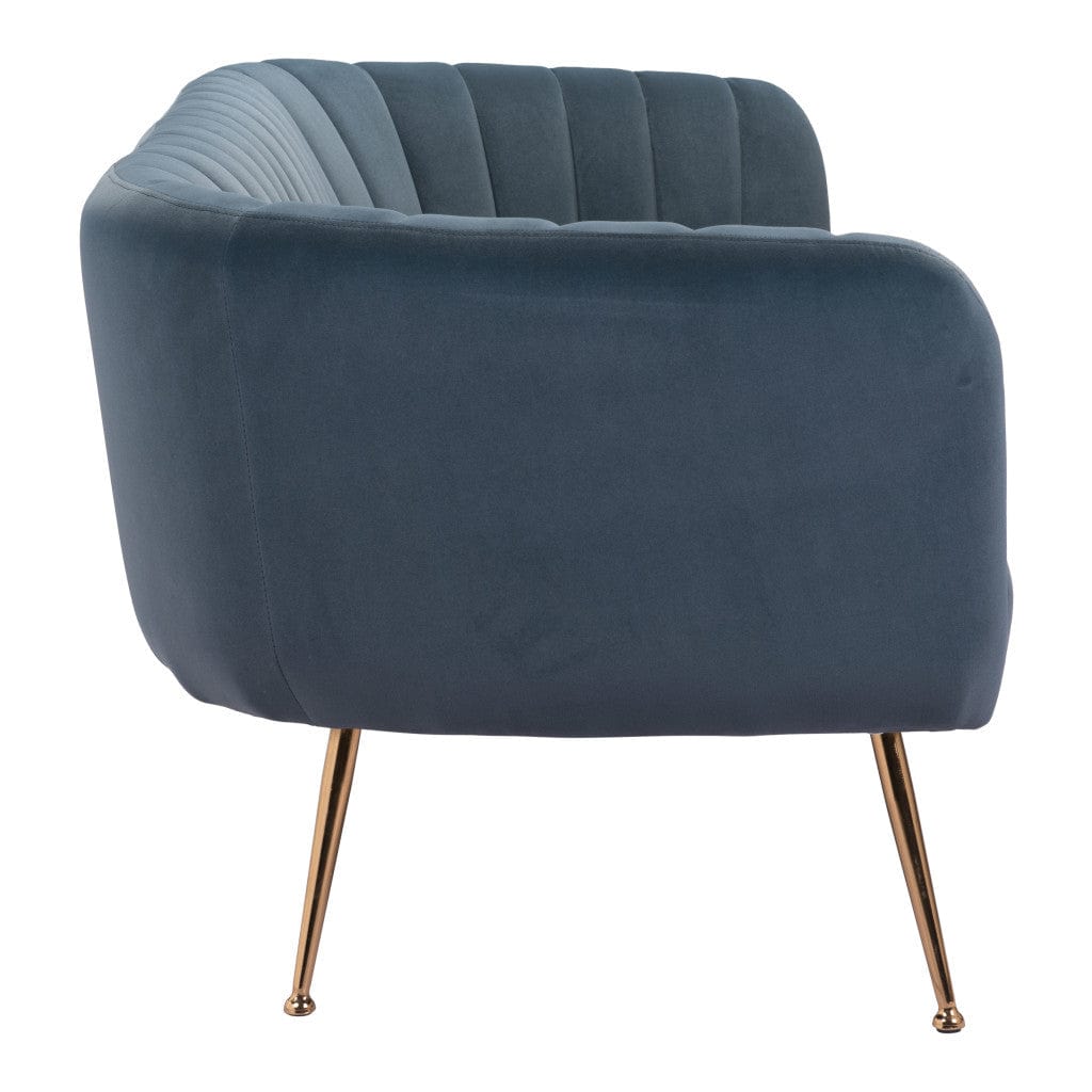 70" Gray Velvet Sofa With Gold Legs - Homeroots